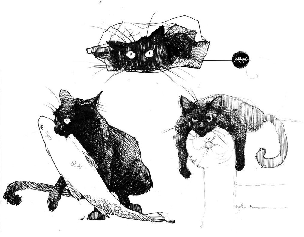 twenty1-grams: inktober cats by Rheann on DeviantArt