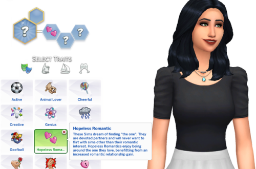 The Sims 4 Hopeless Romantic Custom Trait by SimmerSarahDescription: These Sims dream of finding &am