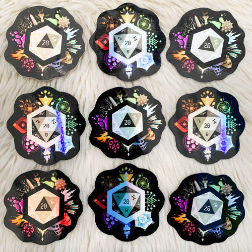 Holographic stickers!! Much dnd magic and damage &lt;3Available on Etsy and Big Cartel! 