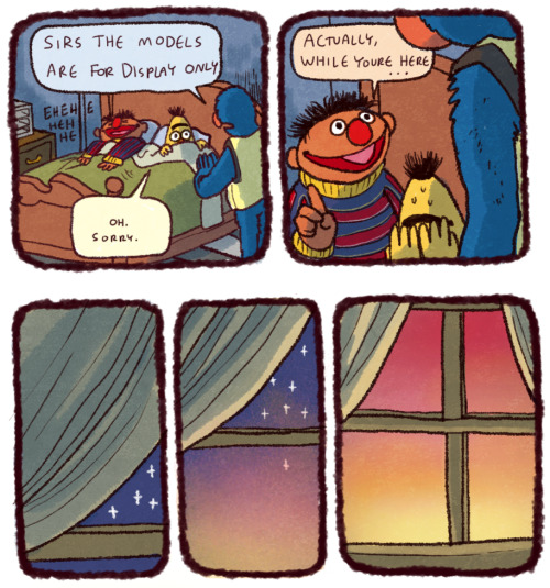 iguanamouth:bert and ernie go to ikea   WHY&hellip; WHY AM I CRYING