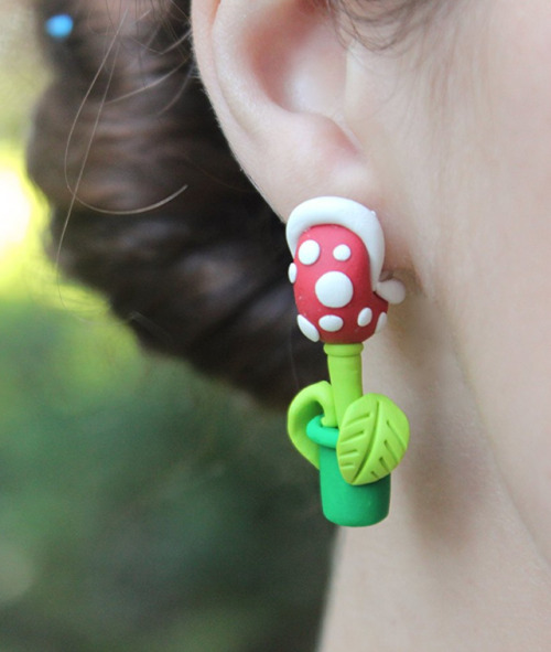 retrogamingblog:  Super Mario Piranha Plant Earrings