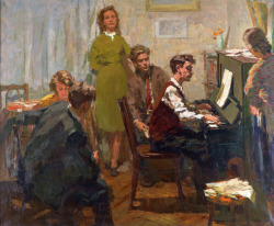 huariqueje:     Musical Interlude   -   Leonid Georgievich Filatov, 1956 Russian,1924-1990 Oil on canvas 