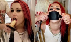 sensualhumiliation:  The humiliating and degrading: rubber dildo muzzle !