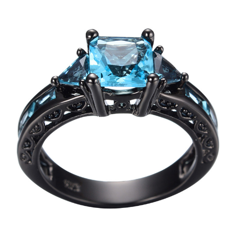 culturenlifestyle:Black Gold Filled Aquamarine Ring For Sale! Surprise Your Special Someone With One of These! ***SALE FOR A LIMITED TIME*** –> GET IT HERE <–