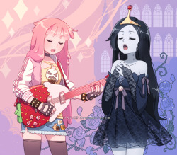 girlsbydaylight:  Queen Bubblegum and Vampire Princess by DAV-19 