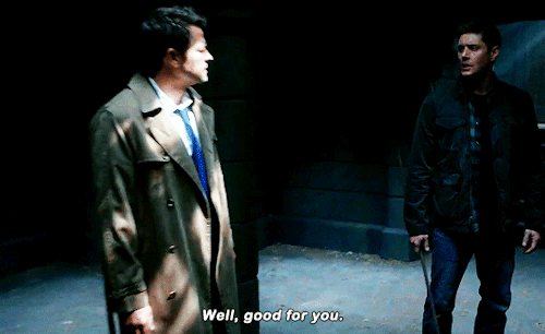 deanwinchesters:Dean and Castiel in Supernatural 15x01 - “Back and to the Future”