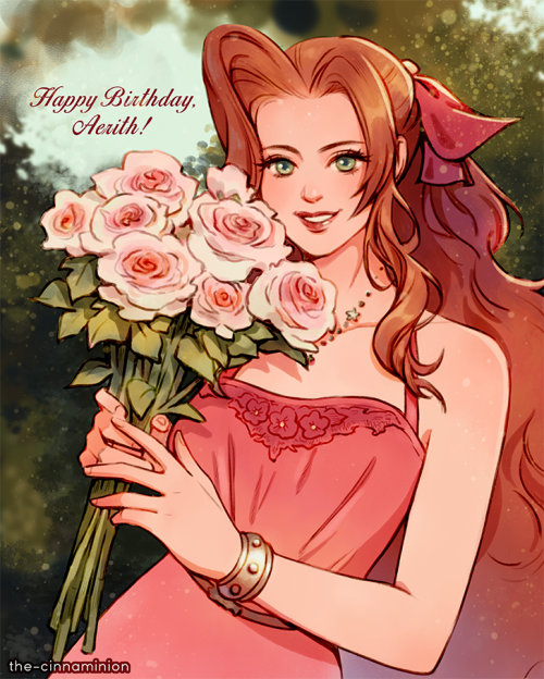 the-cinnaminion: Happy Birthday to the loveliest flowergirl, Aerith!  ✨