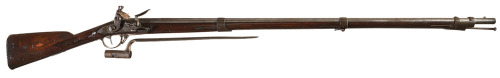 Revolutionary War issued French Model 1766 flintlock musket with US surcharge markings.from Rock Isl