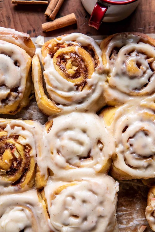 fullcravings:Apple Cinnamon Rolls with Brown Butter Maple Icing