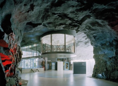 sixpenceee:  The Pionen White Mountains bunker is located 100 feet below ground and shielded by 16-inch-thick metal doors, all within a few miles of Stockholm, Sweden. The bunker was used by Sweden’s Civil Defense in the 1970s but was decommissioned