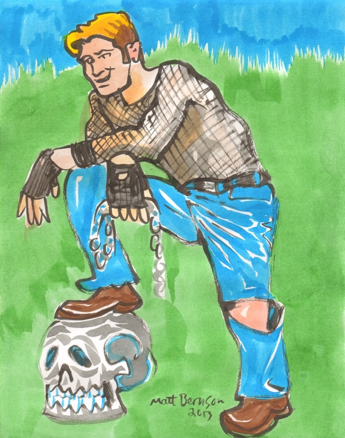 Drawings of Dale Stones done at Dr. Sketchy&rsquo;s Boston. Ink and watercolor