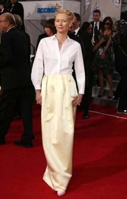 Tilda Swinton in Jil Sanderat the 2011 Golden Globes 