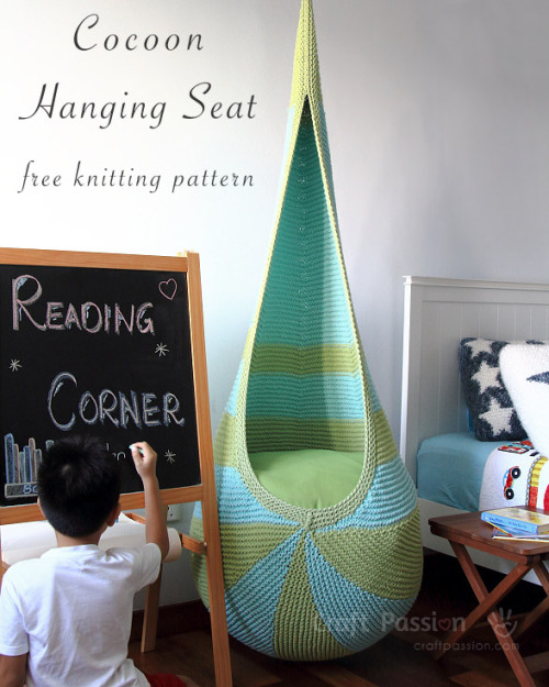 Free Knitting Pattern: Cocoon Hanging Seat by Craft Passioncables &amp; purls on etsy