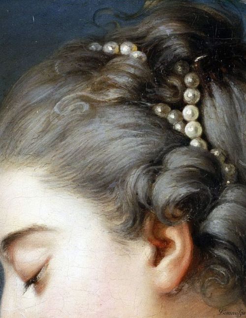 rubenista:Attributed to Johann Christian von Mannlich, Young Woman Fastening a Letter to the Neck of