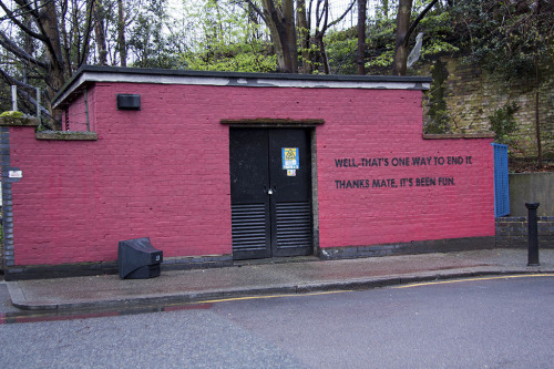 nothingbutthedreams: thewightknight:  A British graffiti artist’s year-long battle with a local council – and  how that squabble transformed an otherwise unremarkable brick building –  has been recorded in a gloriously amusing photo series. (x)