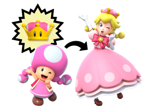 peachypeach14-world:  I can’t believe Toadette can turn into Peachette