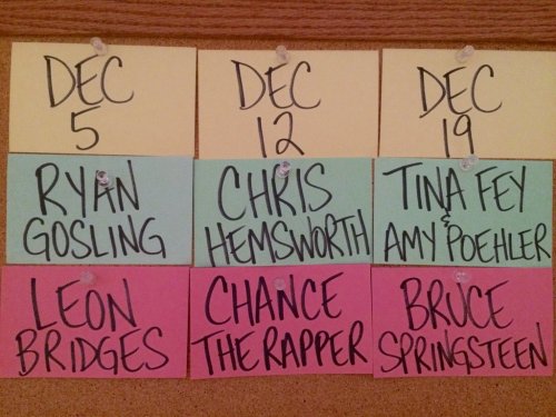 popculturebrain:Tina Fey and Amy Poehler co-host SNL with Bruce Springsteen on Dec. 19th. Also, Ryan