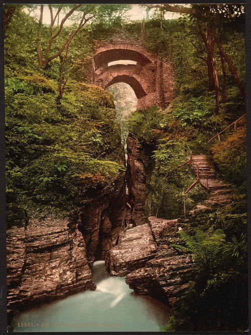 Photochrom prints of Devil’s Bridge, a village in Ceredigion (Wales, c. 1890 - c. 1900). 