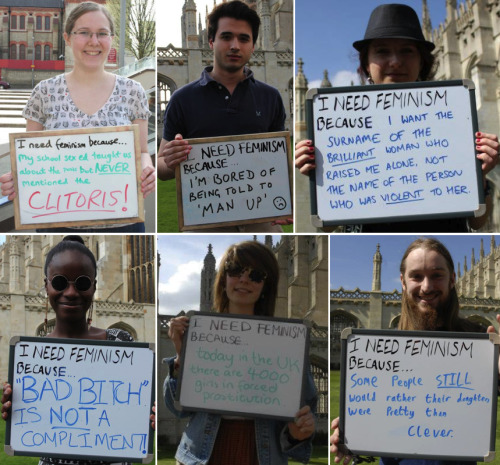 latentpower:  awkwardsituationist:  cambridge university students were asked on campus why they needed feminism. here are 60 answers. click the link for over about 600 more.   This is amazing 