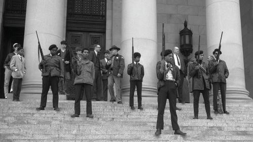 In 1967, Black Panther activists protested outside the California state capital leading then Hov. Ronald Reagan to say “There’s no reason why on the street today a citizen should be carrying loaded weapons.” Check this blog!