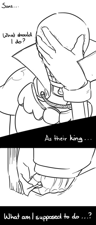 nyublackneko:  A comic expanding from my “All hail King Papyrus” pic. You know, after Asgore and all other leader figures gone, I somewhat doubt the monsters from the underground would simply follow Papyrus’ new rule. They would want their old