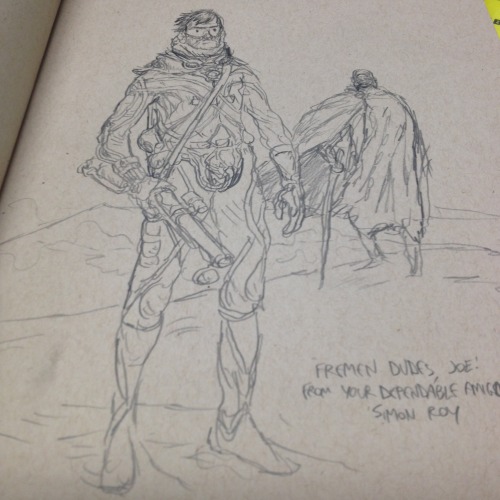 joekeatinge: Two new sketches for my Dune book, from Simon Roy and Brandon Graham. cc: @royalboiler 