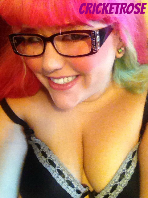 cricketrosethorn:  I’m feeling sexy and horny after getting all dolled up with new pink and green hair and fixing my old square glasses that I love so much. Give me a call and let’s have some fun! I’m taking cam and phone calls on Niteflirt right