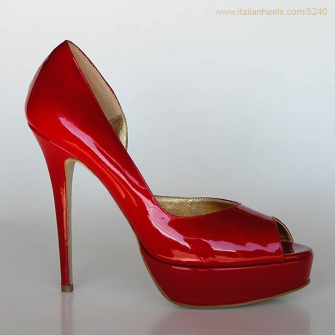 Red patent leather 6inch high heels opentoe platform www.Italianheels ...
