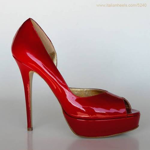 Red patent leather 6inch high heels opentoe platform www.Italianheels.com/5240 #highheels #heels #it