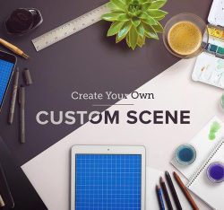 trendgraphy:  2 Custom Scenes: Create your own virtual spaces (Mockups)This awesome piece of photoshop files makes spaces just dragging and dropping predetermined elements. So if you feel like you need a picture or mockup of a moleskine next to an iPad,