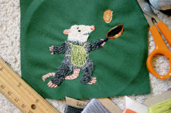 sincerelyegg: Day 850: embroidery week day seven, a pancake making opossum