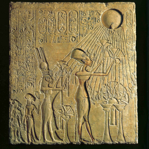 Panel with adoration scene of the god Aten, 18th dynasty