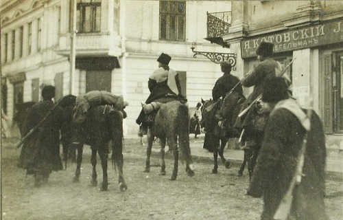  Cossacks in Kielce during the Russian offensive in Galicia, October 1914.