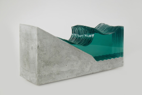 from89:  Sculptures of ocean waves and watery landscapes by layering multiple sheets of hand-cut glass by Ben Young  