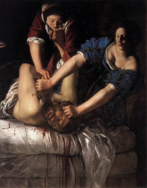 paintingsexplained:Artemisia Gentileschi, Judith and Holofernes, c. 1612, 159 x 125 cm, Naples, Muse