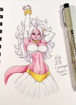 Callmepo: Big Tiny Doodle Of A Majin Android 21 Bonita En Blanco.  Lightening The