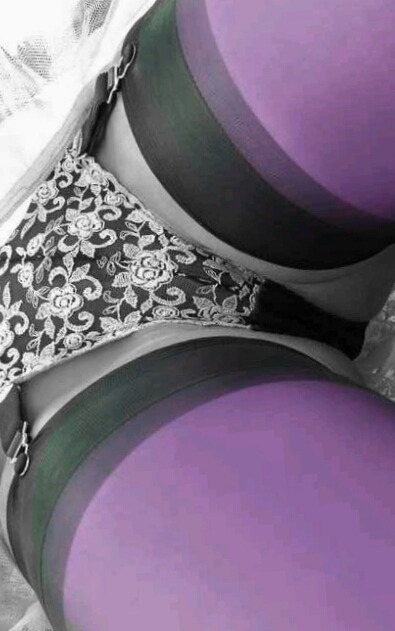 fancycolorart: Purple stockings Close up Garter