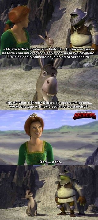 Teu meme ai - - Shrek: Amor, você foi pro pântano hoje? - Fiona: Não. -  Shrek: E esse cururu aqui?