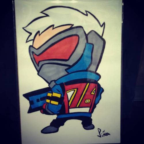 #overwatch #chibi #soldier76 here at #denvercomiccon ! #denver #ink #brush #markers (at Denver Comic