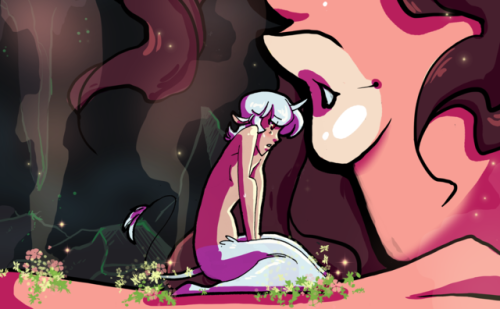 neo-edo-exican:“How did such a tiny little thing…with such big powers end up here? Oh it’s alright, I know how to put those druidic powers of yours to great use, little one.” - Pink Naga Commission for the amazing anon featuring their character