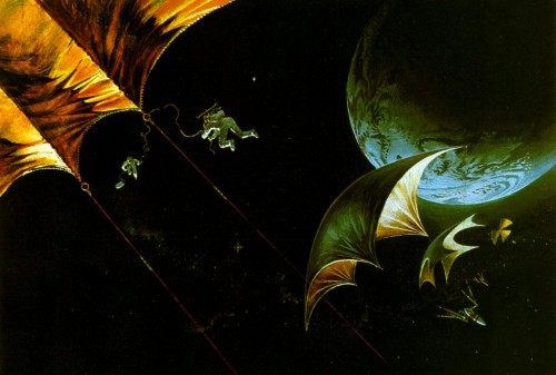 70sscifiart:  Astronauts explore the unknown. From my archives, featuring works by Chesley Bonestell, Chris Foss, Bruce Pennington, and more.