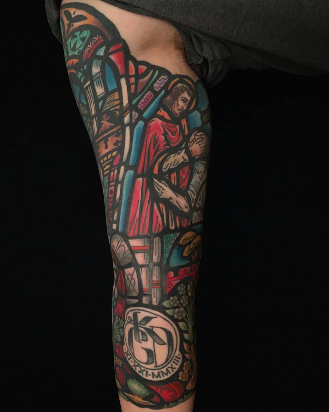 David Bruehl Tattoos Inside Of The Stained Glass Sleeve At Redletter1