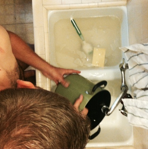 wolfishwant:  Fiancé says chores are better done naked.