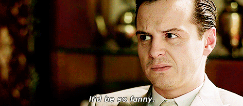 bakerstreetbabes:His face in that last gif. #pricelessThat time Moriarty vaguely threatened to kidna