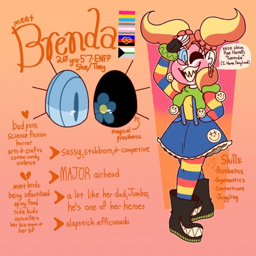 Finally Did A PROPER Character Sheet Of My Clownsona Brenda!