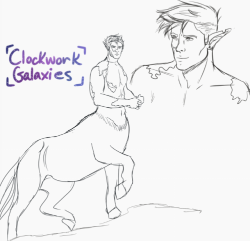 clockworkgalaxies: Some ‘taur sketchesEltaro is the centaur and Aspen is the little cervitaur