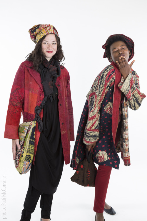 Mieko Mintz signature collection of jackets is produced from a dizzying array of vintage sari kantha