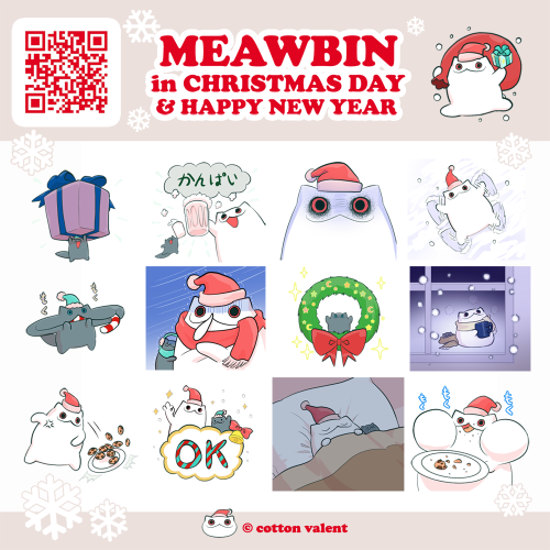 “Meawbin in Christmas day & Happy new year” line sticker is available!!! Wish everyone has a won