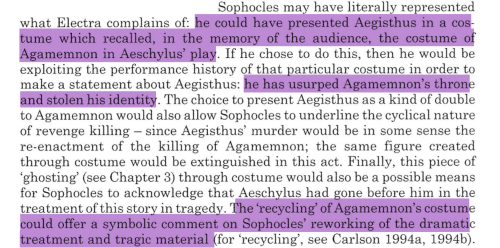 finelythreadedsky: Aegisthus wearing Agamemnon’s clothes: Sophocles, Electra, c. 410s bceAegis