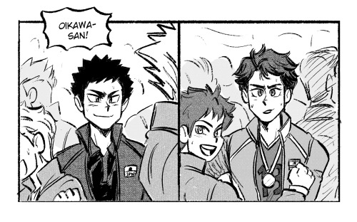 paunchsalazar: i just wanted to draw a little Oikawa and Iwaizumi reunion moment…follow up co